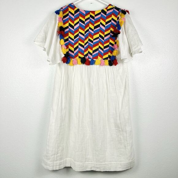 Anthropologie XS Whit Two Bette Flutter-Sleeve Embroidered Tassel Mini Dress - Picture 8 of 8